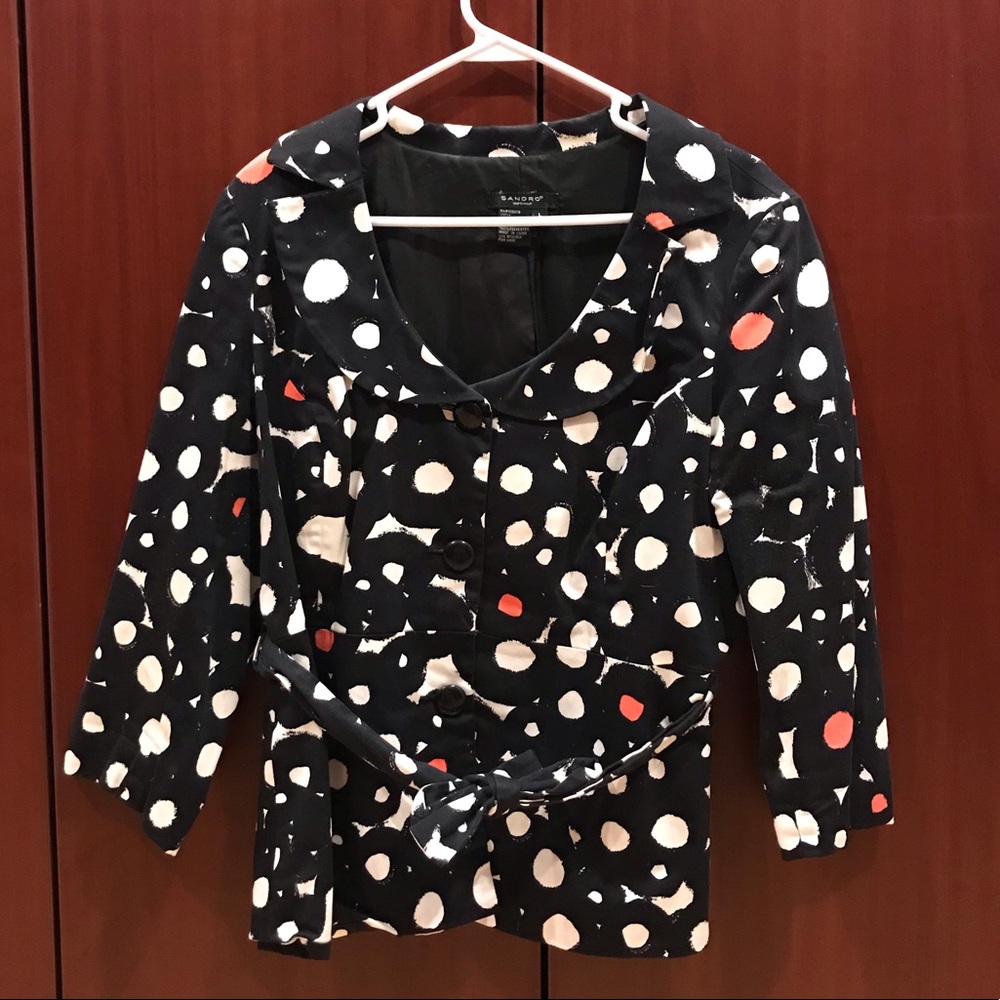 Sandro black polka dot dress jacket size L
